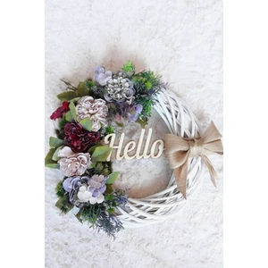 Lotus Hediye Renkli Ortancalı Hello Kapı Süsü - Kapı Çelengi