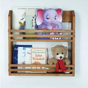 Ahşap Bebek Çocuk Odası Montessori Kitaplık Iki Katlı Duvar Rafı