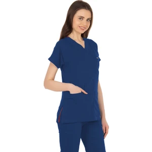 Yarasa Kol Likralı Saks Mavi Doktor / Hemşire Forması