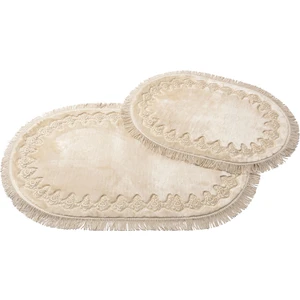 Mk Hometeks Hafsa Model Oval Bej 2’li Peluş Banyo Paspas TAKIMI8681030222260