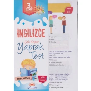 Güneşyolu Yapım Yayın 3. Sınıf İngilizce Çek Kopar Yaprak Test - Yeni