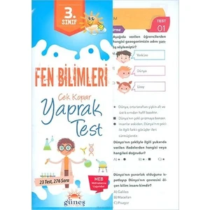 Güneşyolu Yapım Yayın 3. Sınıf Fen Bilimleri Çek Kopar Yaprak Test-Yeni