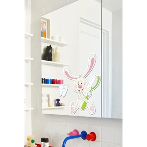 Dişlerini Fırçalayan Tavşan Cam,ayna,duvar Sticker