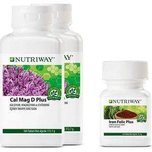 Nutrıway™ Anne Adaylarına Destek Seti ( NUTRIWAY Cal Mag D Plus 2 Kutu ve NUTRIWAY Iron Folic Plus 1 Kutu )