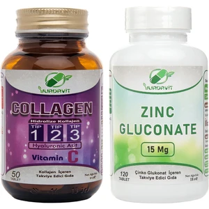 Hidrolize Collagen  Type Tip 1-2-3 50 Tab Zinc Gluconate Çinko Glukonat 120 Tablet