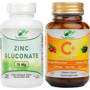 Zinc Gluconate Çinko Glukonat 120 Tablet Vitamin C 1000 Mg C Vitamini Kuşburnu 50 Tablet