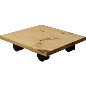 Bi' Butik Plato Doğal Ahşap Tekerlekli Saksı Standı Saksı Altlığı Damacana Altlığı Tüp Altlığı