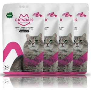 Catwalk Bentonit Bebek Pudralı Kedi Kumu 5 Lt x 4 Adet