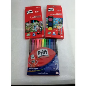 Kuruboya 12'li + Pastel Boya 12'li + Keçeli Kalem 12'li