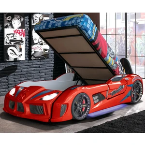 Audi Kapıları Açılabilen Full Ledli Koltuklu Bazalı Arabalı Yatak,kırmızı