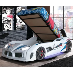 Audi Kapıları Açılabilen Full Ledli Koltuklu Bazalı Arabalı Yatak, Beyaz