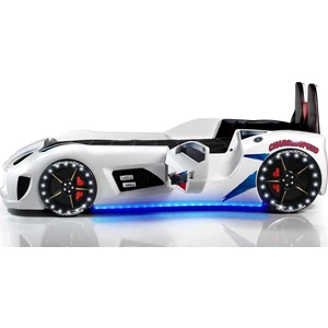 Audi Kapıları Açılabilen Full Ledli Koltuklu Arabalı Yatak, Beyaz