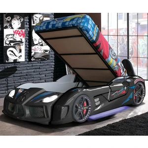 Audi Kapıları Açılabilen Full Ledli Koltuklu Bazalı Arabalı Yatak, Siyah