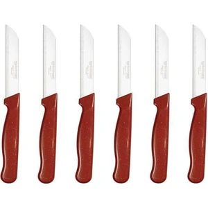 Meyve ve Sebze Bıçağı Tırtıklı 6 Adet Kırmızı