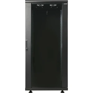 32U 800X800MM 19''dikili Tip Network Rack Kabinet Siyah Çelik Sac Ön Cam Kapı Montajlı Ral 9005 2 Yıl Üretici Garantili