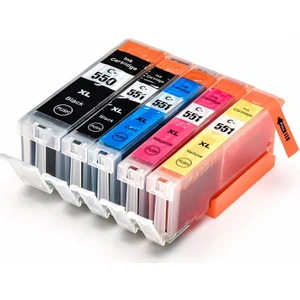 Photo Print Canon PGI-550XL CLI-551XL Uyumlu 5 Renk Muadil Kartuş İP7200 İP7250 İP8750
