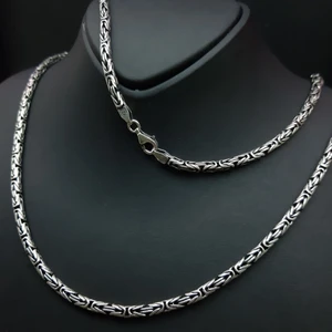 Bir Gümüş Aşkı Gümüş Erkek Zincir Kral Kolye 3 mm 65 cm