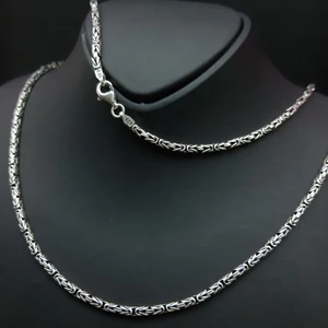 Bir Gümüş Aşkı Gümüş Erkek Zincir Kral Kolye 2.5 mm 60