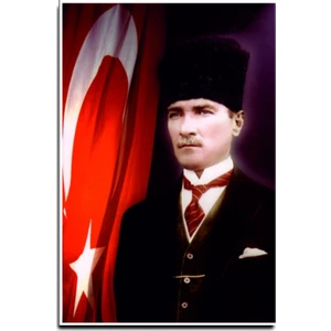 ZC Bayrak Atatürk Portre Raşel Kumaş Dijital Baskı Bayrak 70 x 105 cm