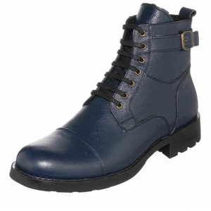 Costo Shoes F703 Lacivert Deri Büyük Numara Erkekbot Süspansiyonlu Kauçuk Taban Rahat Geniş Kalıp