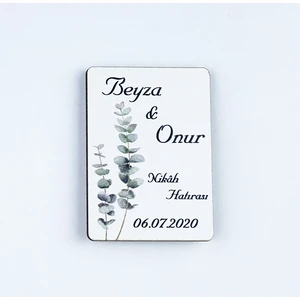 Ahşap Uv Baskılı Magnet Nikah Süsü 50'li