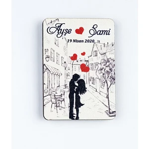 Ahşap Uv Baskılı Magnet Nikah Süsü 50'li