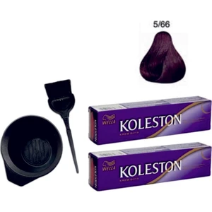 Koleston Tüp Saç Boyası 5/66 Şarap Kızılı 2'li + Boyama Seti