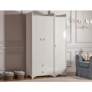 3 Kapılı 2 Çekmeceli Dolap Beyaz