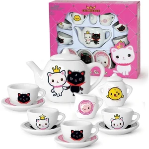 Mikoko Kedili 13 Parça Porselen Çay Seti Kız Oyuncak