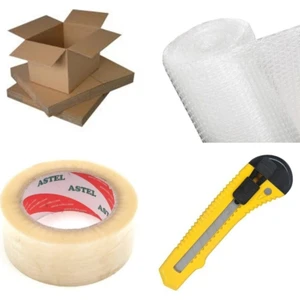 Yalova Ambalaj Taşınma Seti 10 AD.60X40CM/ 5 AD.50X30CM Koli /10 mt Balonlu NAYLON/1AD 100MT.BANT/1 Ad.maket Bıçağı