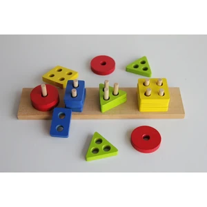 Geometrik Şekilli 4'lü Geçmeli Oyuncak Puzzle Eğitici Oyuncak Çoçuk Gelişimi