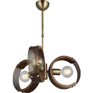 Manya 3 Lü  Ahşaplı Antik Lak Avize 3Xe27