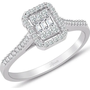 0.32 Ct Modern Tasarım Baget Kare Tektaş Yüzük