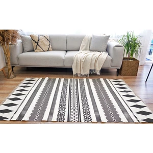 Rugs Modern Rustik Black White 4007 Iskandinav Boho Stil Siyah Beyaz Desenli Kilim