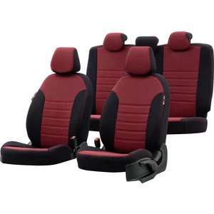 Nissan Navara 2005-2015 Özel Üretim Koltuk Kılıfı Original Design Bordo - Siyah