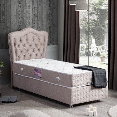 setay camelli tek kisilik baza baslik delux yayli yatak fiyati