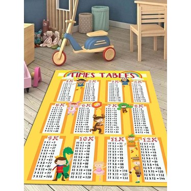 ekon sweety kaymaz tabanli hali cocuk kd73 carpim tablosu fiyati