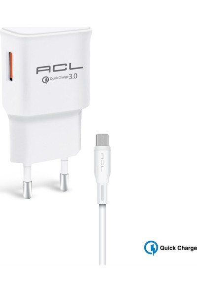 Acl M3 Powerclassic™ Quick Charge 3A Micro USB Kablolu Duvar Şarj Aleti