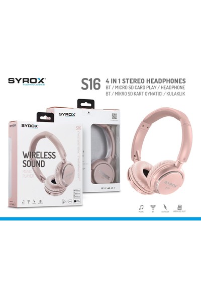 Syrox S16 Kablosuz Hafıza Kartlı Bluetooth Kulak Üstü Kulaklık