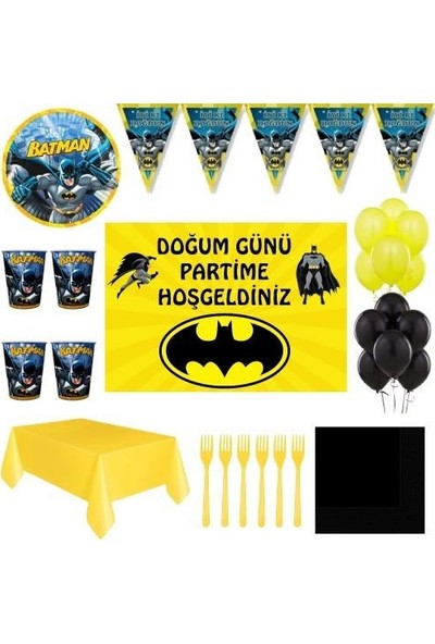 Batman Afişli Doğum Günü Parti Süsleri 16 Kişilik