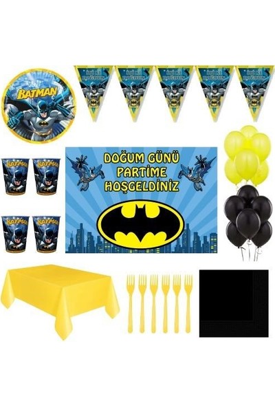 Batman Afişli Doğum Günü Parti Süsleri 24 Kişilik