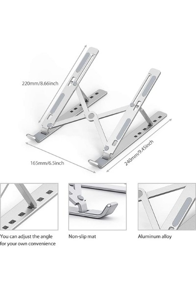 Arabulalaca Bilgisayar Laptop Stand Macbook Notebook Katlanabilir Taşınabilir Metal Standı