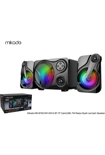 Mikado MD-BT28 5W+3W×2 Siyah LED Işıklı Speaker