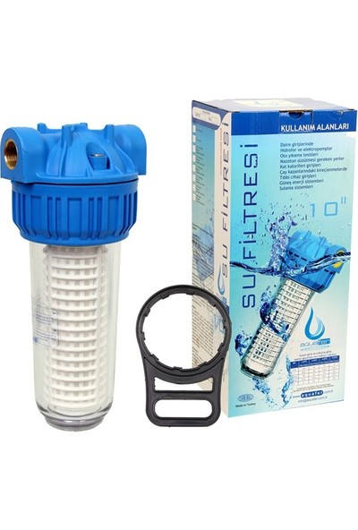 Aquafer 10 Inç Yıkanabilir Su Arıtma Filtresi (1 Inç Girişli)