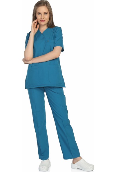 TıpMod Petrol Yeşili Terikoton Doktor / Hemşire Forması Nöbet Takımı