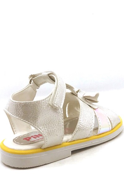 Pingu Sedef Cırtlı Tokalı Kız Çocuk Sandalet Ayakkabısı