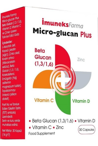 Imuneks Farma Micro Glucan Plus Beta Glucan 30 Kapsül
