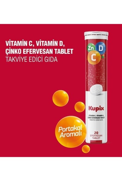 Eshealth Pharma Kupix Portakal Aromalı Efervesan 20 Tablet