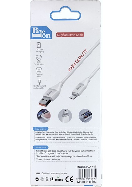 3.1A Micro USB Şarj ve Data Kablosu 1 mt