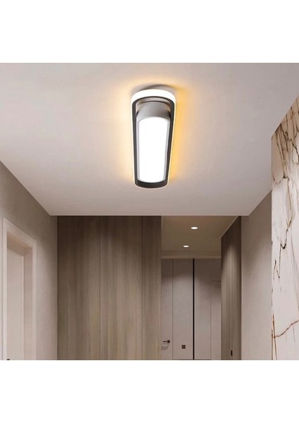 Modern LED Elips Dekoratif Plofonyer Avize Dış Siyah / Iç Beyaz 3000K